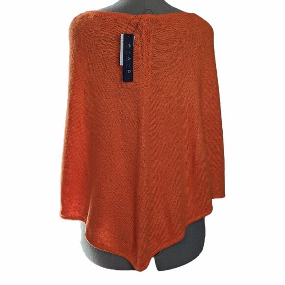 Women's Magaschoni Orange Knit Halloween Poncho, One Size - Picture 4 of 6